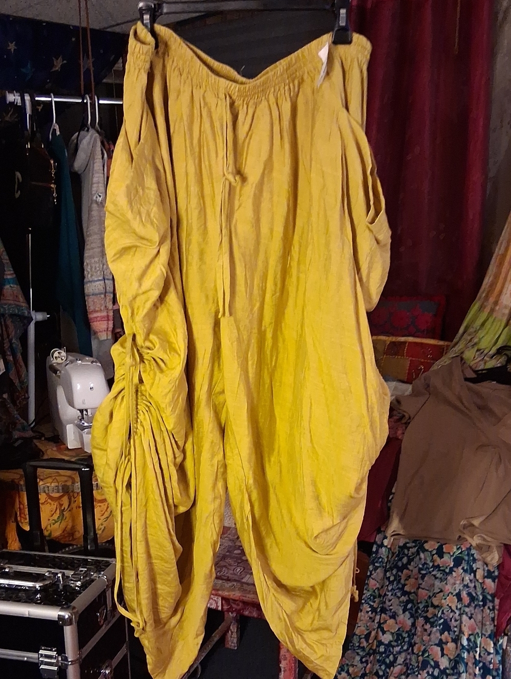 Women's Mustard Yellow Draped Harem Pants